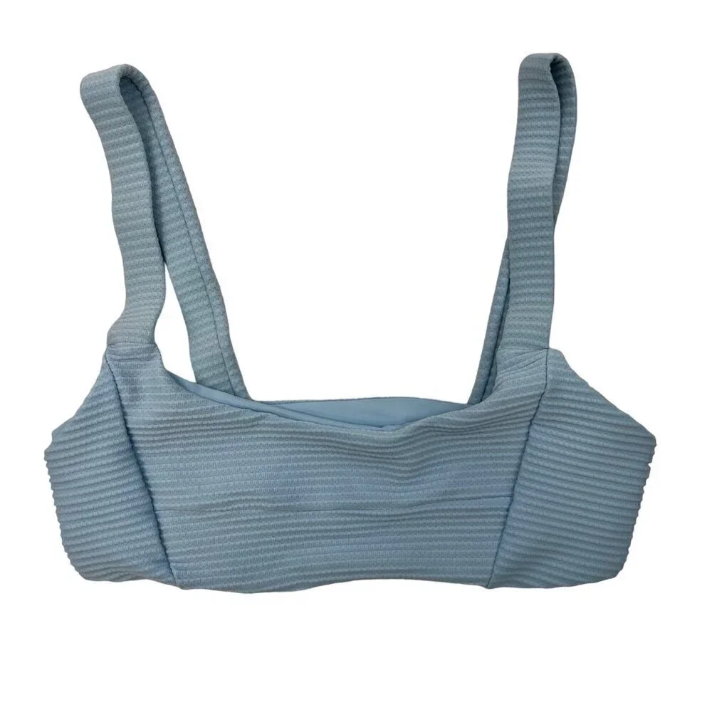 L*Space Women’s Jess Bikini Top Light Blue Ribbed Size XS New